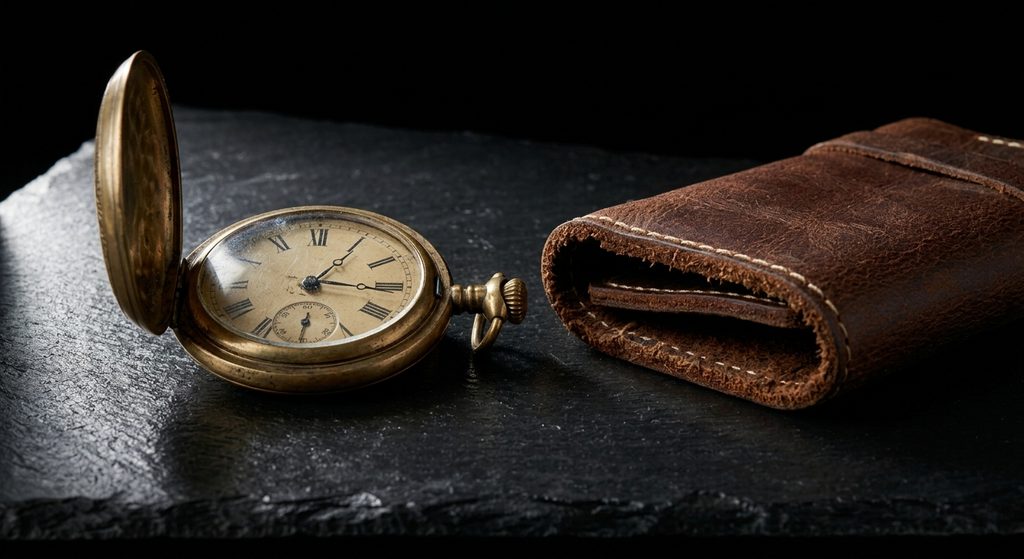 D/s de séance ou de mode de vie, montre de laiton et sangle de cuir