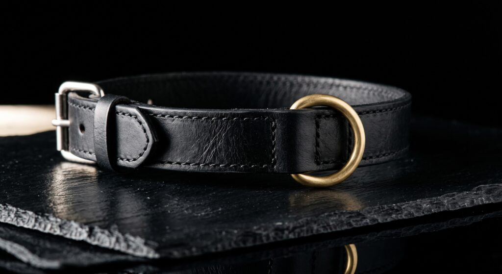 dynamique dominant soumis, collier de cuir à anneau de laiton