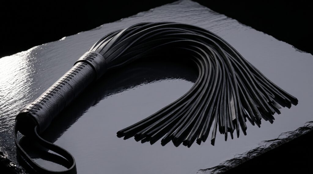 impact play et sado-masochisme, martinet de cuir aux lanières ouvertes