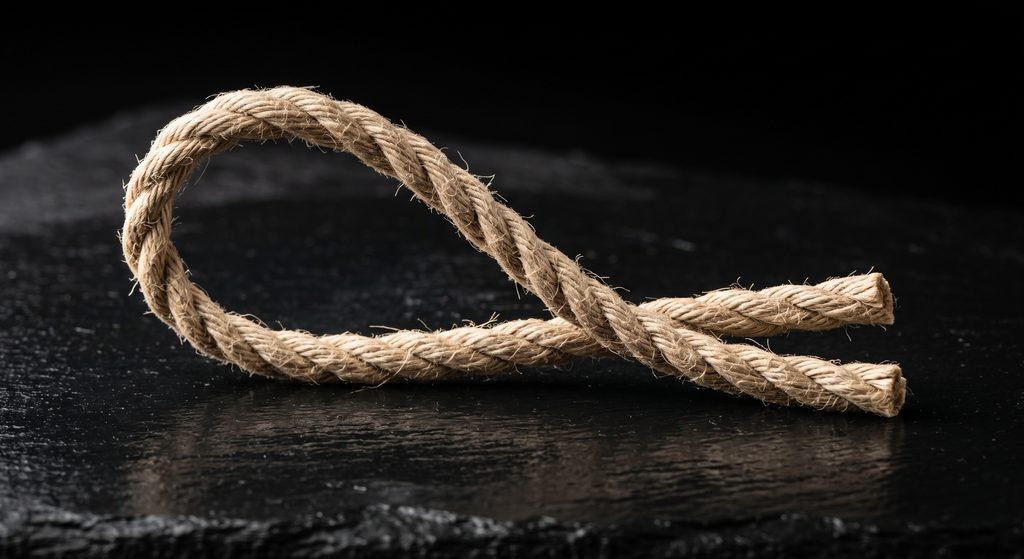 précision du rigger, boucle de corde posée avec soin