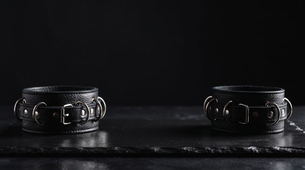 descente après une séance BDSM côté soumis et côté dominant, menottes de cuir séparées